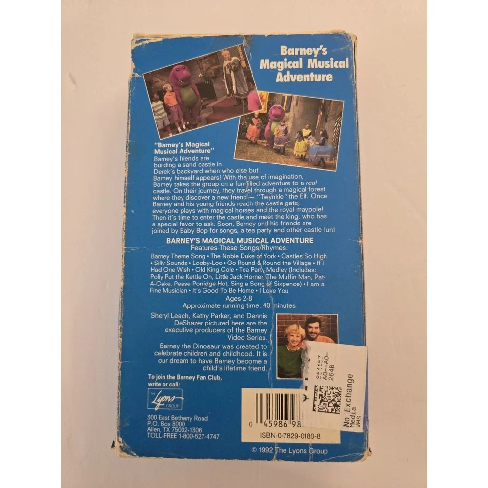 Vintage 1992 Barney's Magical Musical Adventure VHS Tape Sing Along  Lyons Kids